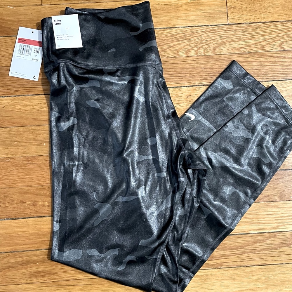 Nike One Black Grey Camouflage Leggings